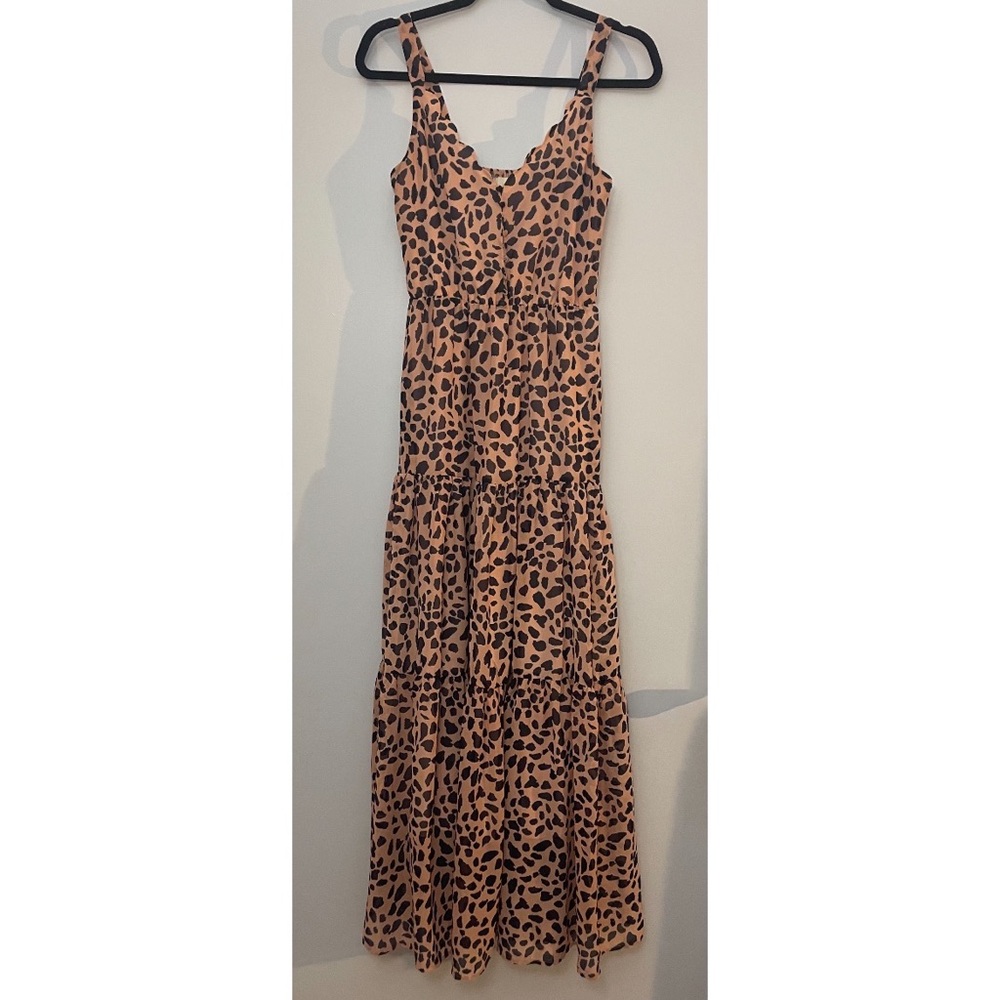MELLODAY Scallop Trim V-Neck Printed Maxi Dress Sz. XS - NWT